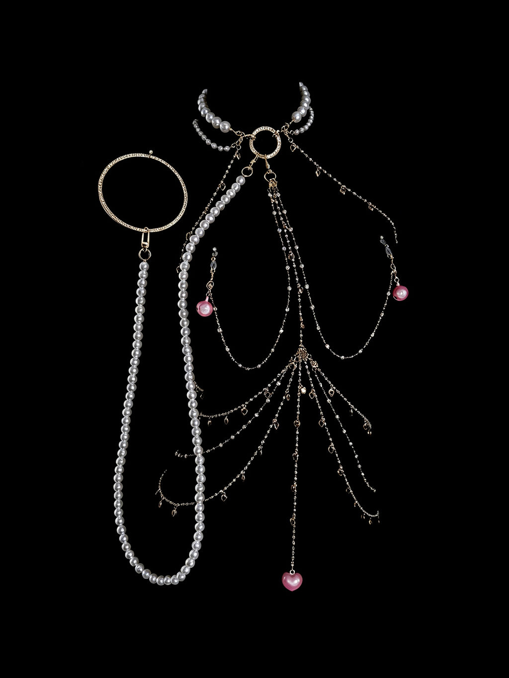 Y2K Heart Bell Choker - with Body Chain | Blackyyds
