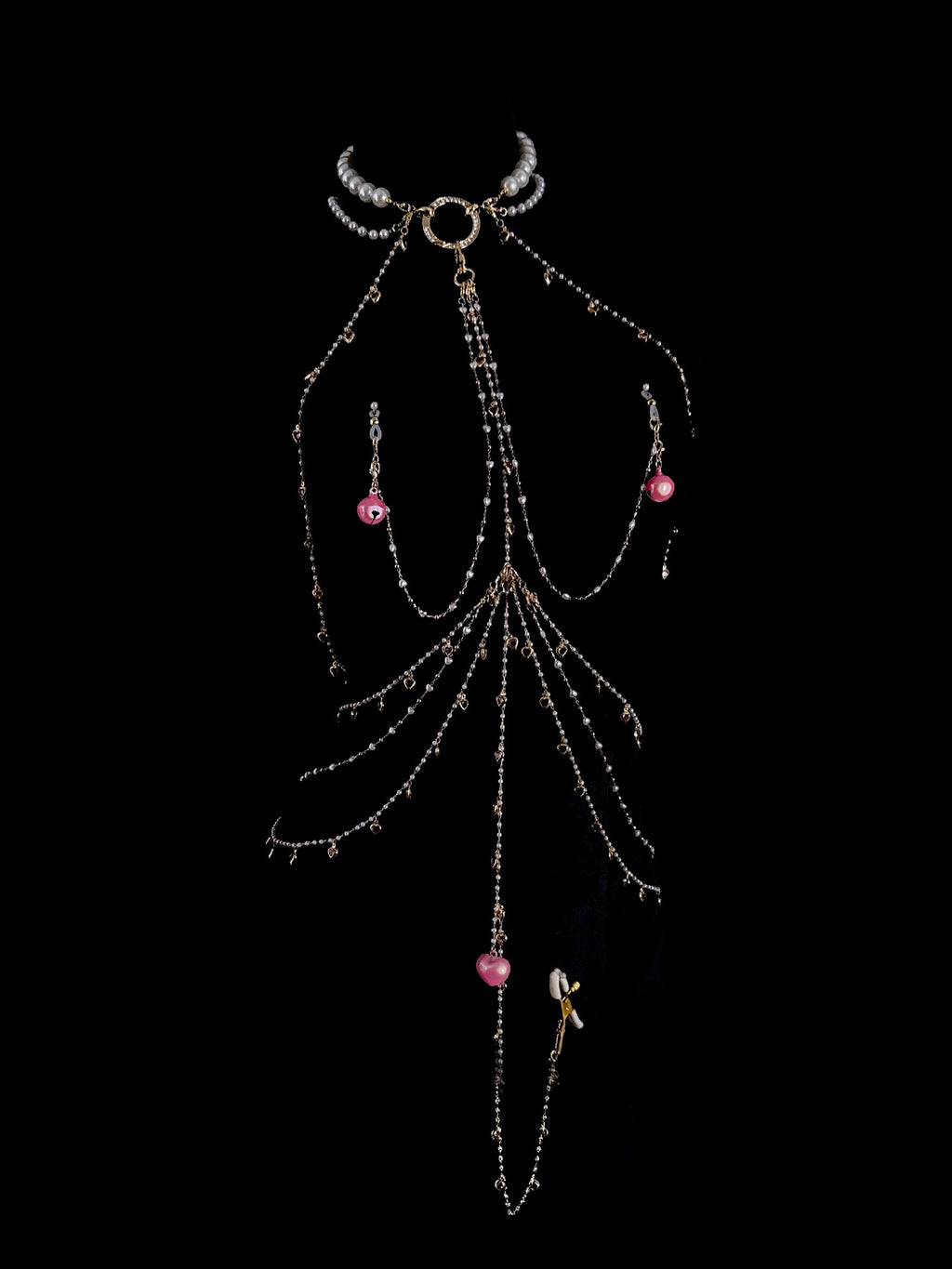 Y2K Heart Bell Choker - with Body Chain product view 2 | Blackyyds