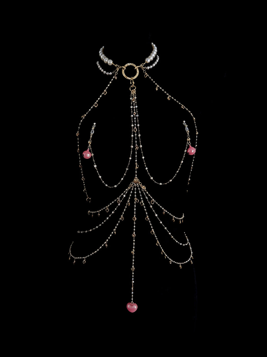 Y2K Heart Bell Choker - with Body Chain product view 3 | Blackyyds
