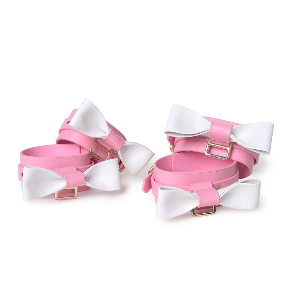 Y2K Heart Bow Choker Bracelet Set - Pink y2k necklace product view 2 | Blackyyds