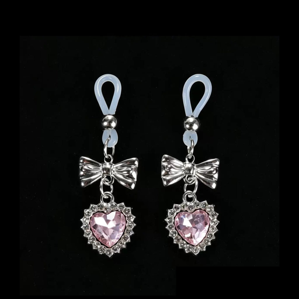 Y2K Heart Choker - Pink Rhinestone with Body Chain product view 2 | Blackyyds