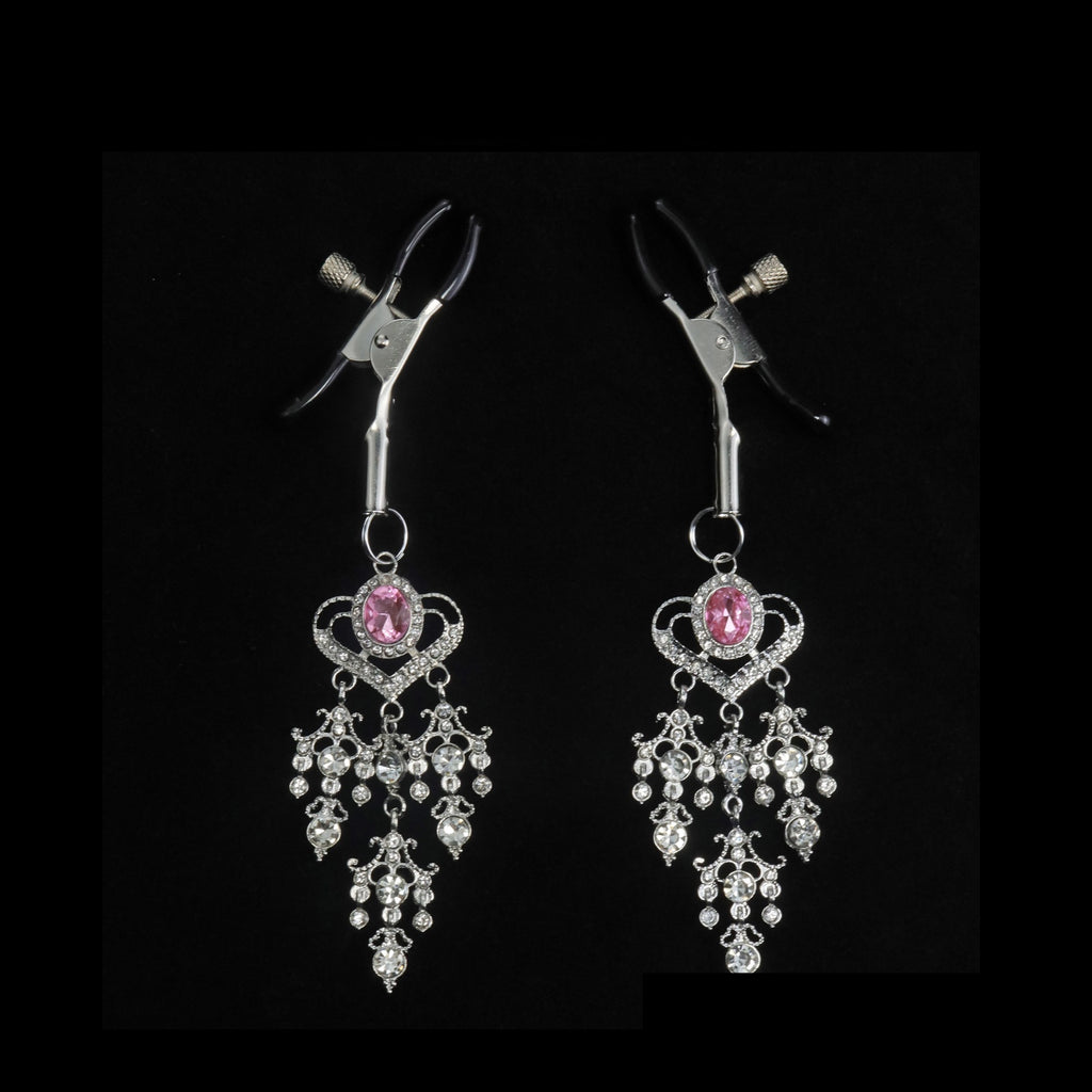 Y2K Heart Pink Crystal Pendant - Clip Attachment - y2k necklace | Blackyyds