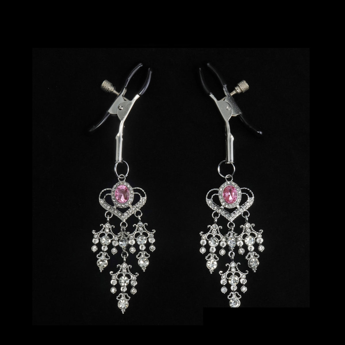 Y2K Heart Pink Crystal Pendant - Clip Attachment - y2k necklace | Blackyyds