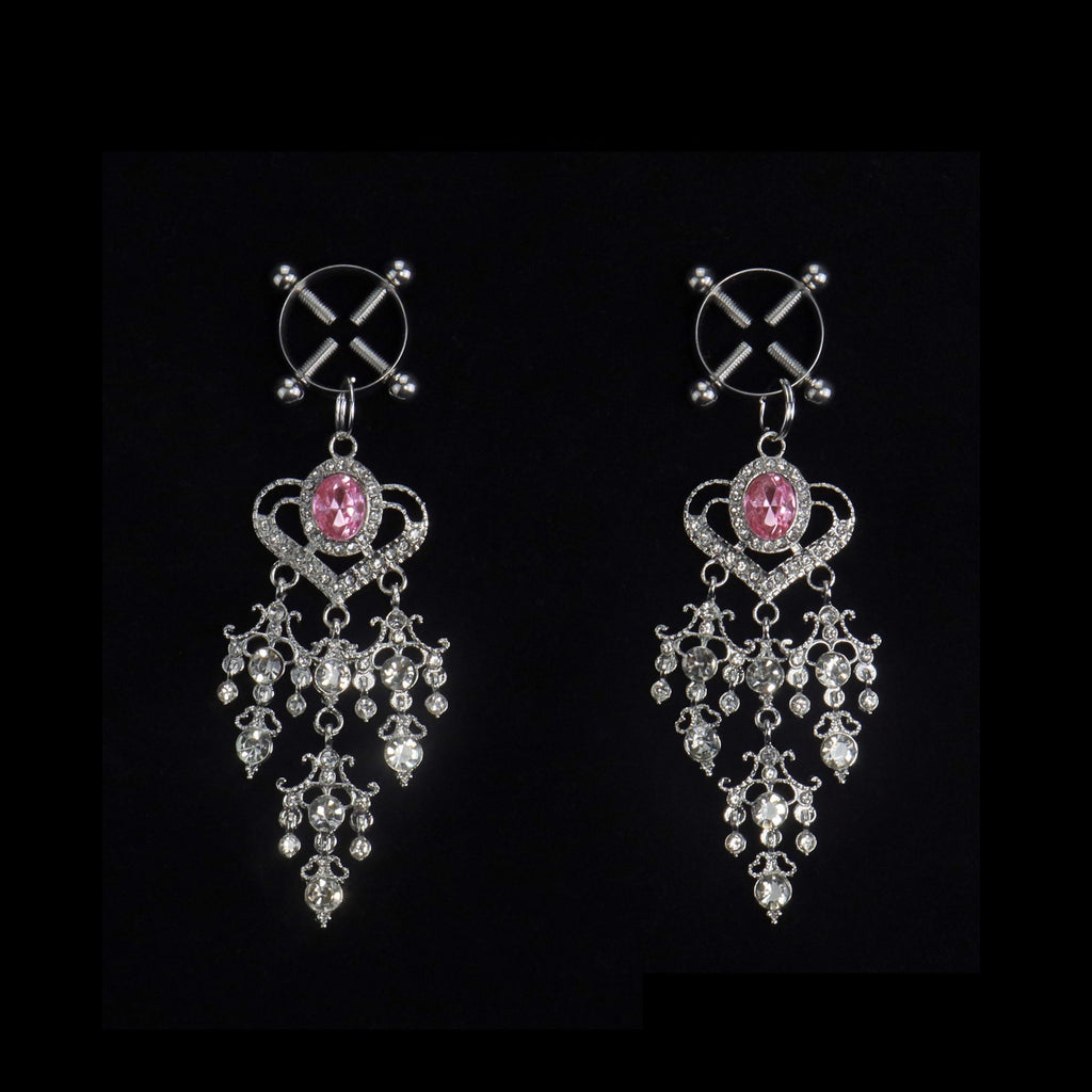 Y2K Heart Pink Crystal Pendant - Clip Attachment close-up detail | Blackyyds
