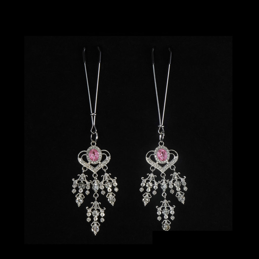Y2K Heart Pink Crystal Pendant - Clip Attachment y2k jewelry product view 2 | Blackyyds