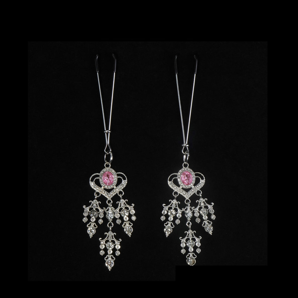 Y2K Heart Pink Crystal Pendant - Clip Attachment y2k jewelry product view 2 | Blackyyds