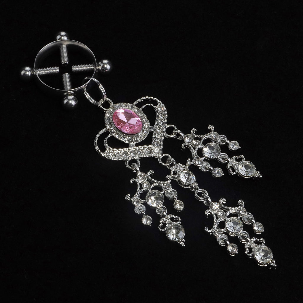 Y2K Heart Pink Crystal Pendant - Clip Attachment product view 3 | Blackyyds