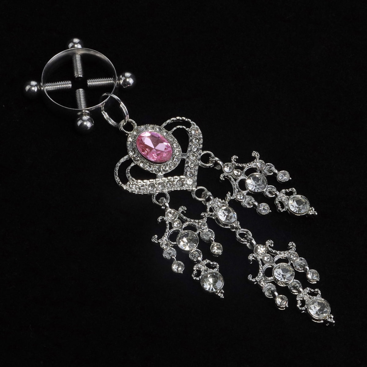 Y2K Heart Pink Crystal Pendant - Clip Attachment product view 3 | Blackyyds