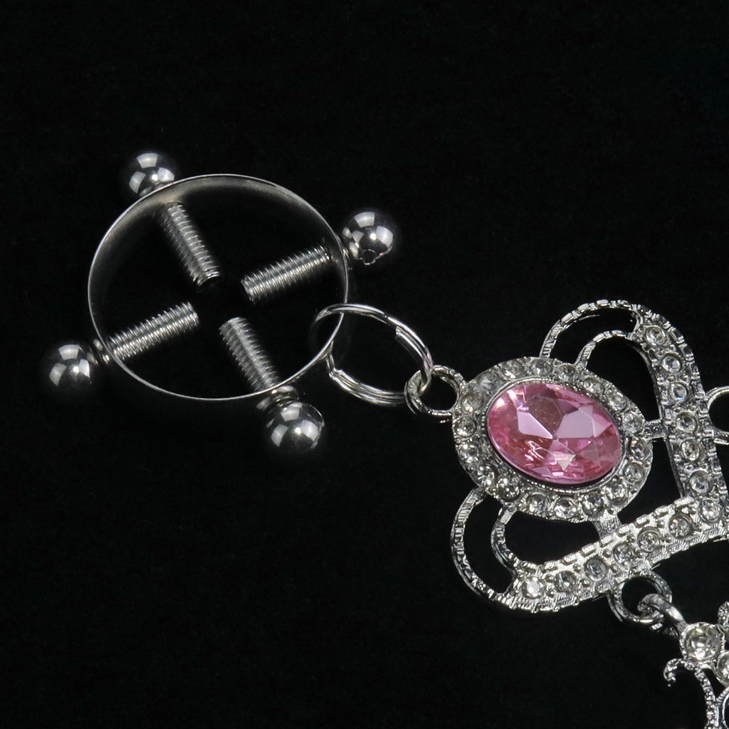 Y2K Heart Pink Crystal Pendant - Clip Attachment y2k choker product view 4 | Blackyyds