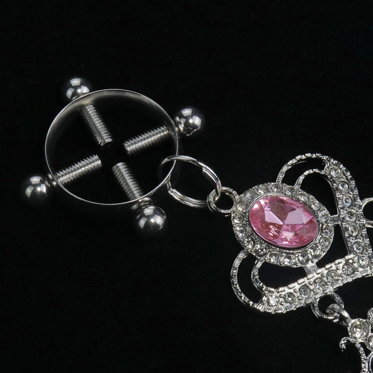 Y2K Heart Pink Crystal Pendant - Clip Attachment y2k choker product view 4 | Blackyyds