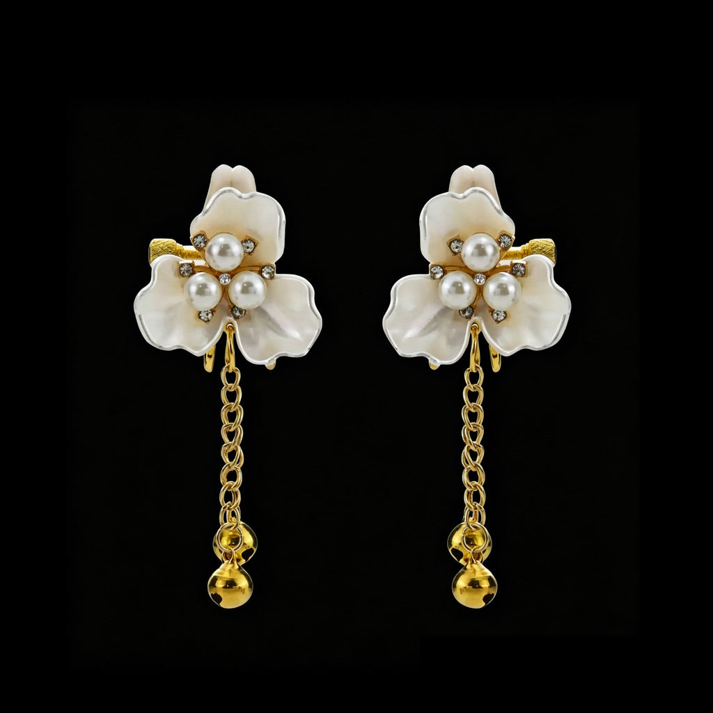 white red bell petal pendant front view | Blackyyds